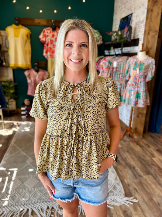 Tan Leopard Peplum