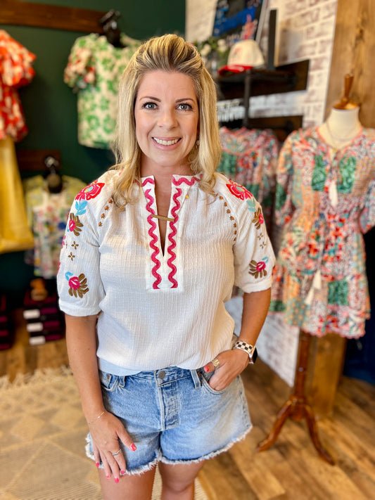 Floral Embroidered Top