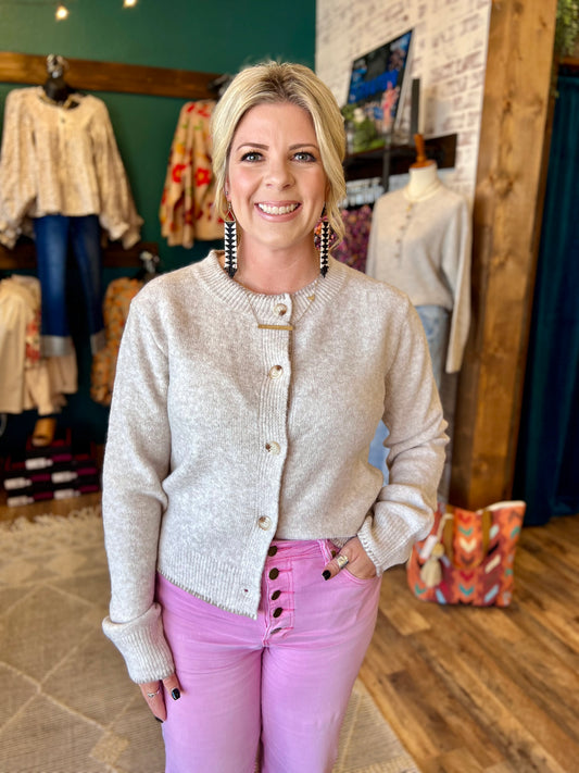 Fuzzy Button Up Cardigan