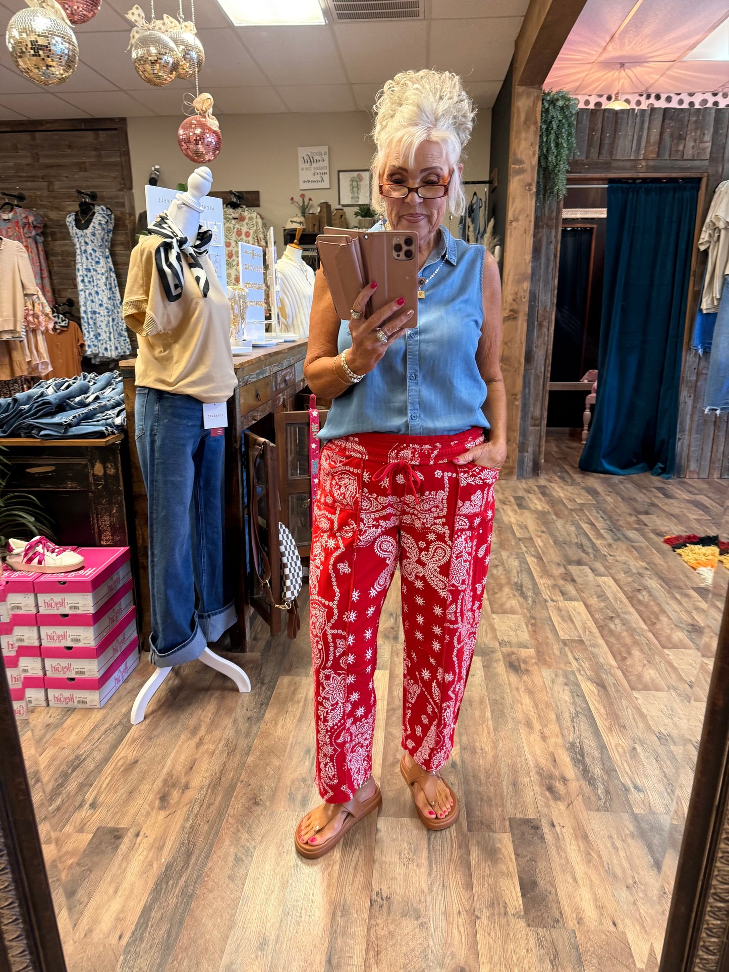 Red Bandana Knit Pant