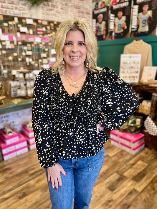 Black & Ivory Dot Top