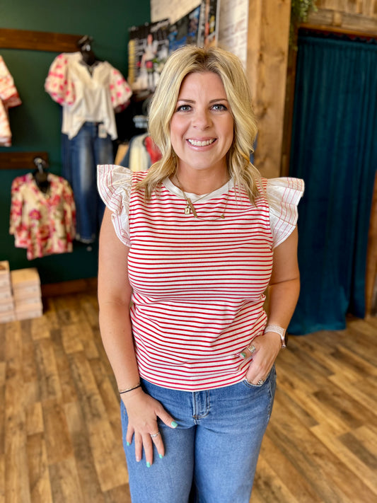 Stitched Flutter Sleeve Top