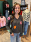 Charcoal Floral Button Up Sweater