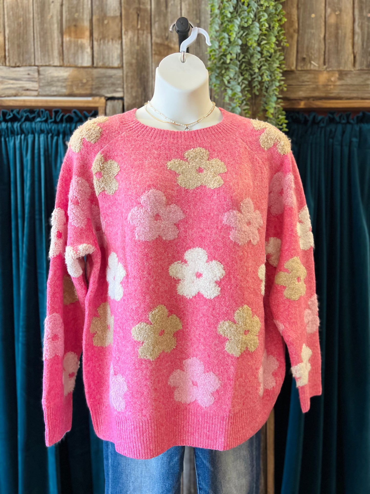 Pink Multi Flower Sweater