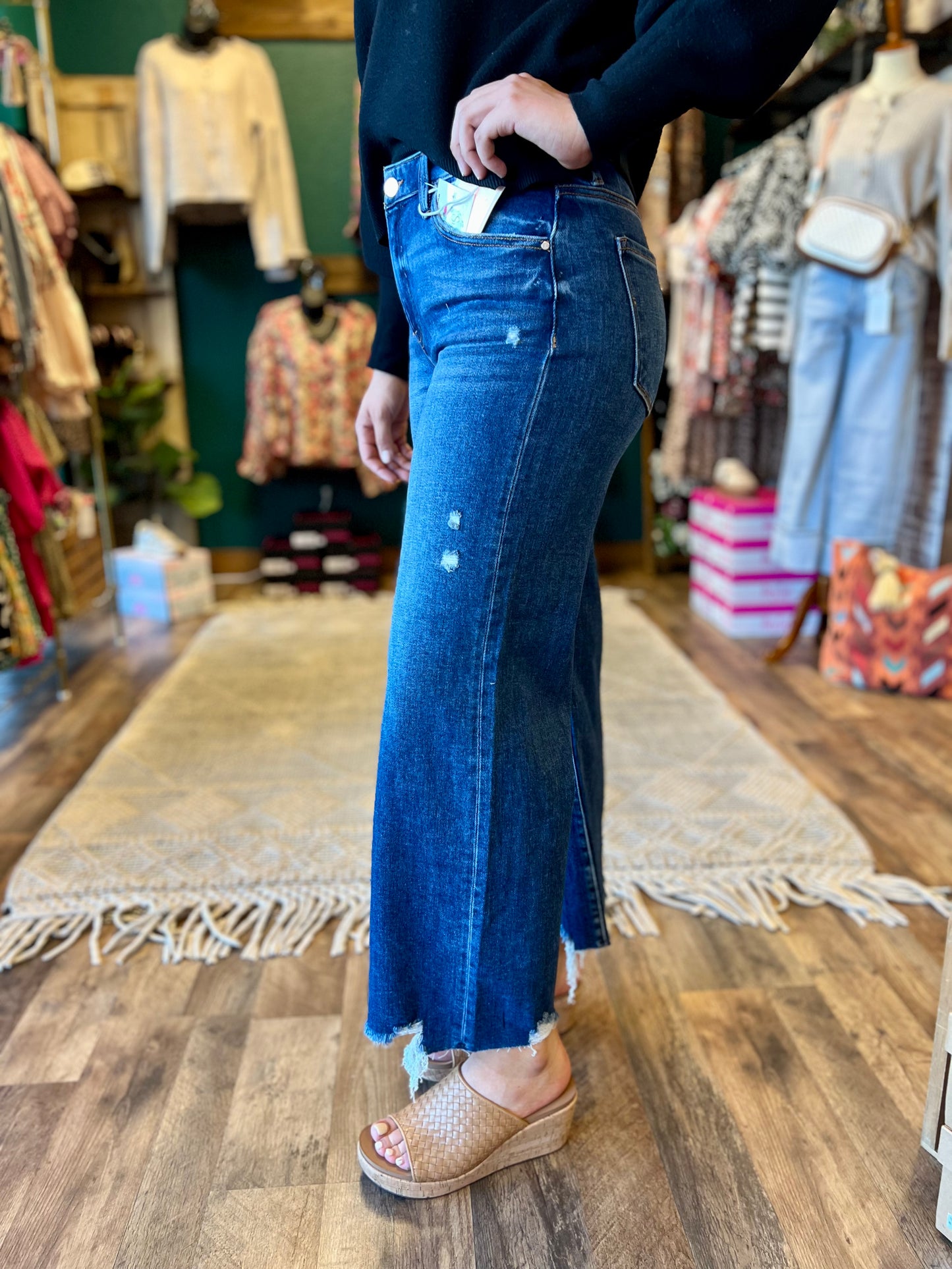 Risen High Rise Crop Wide Leg Jean