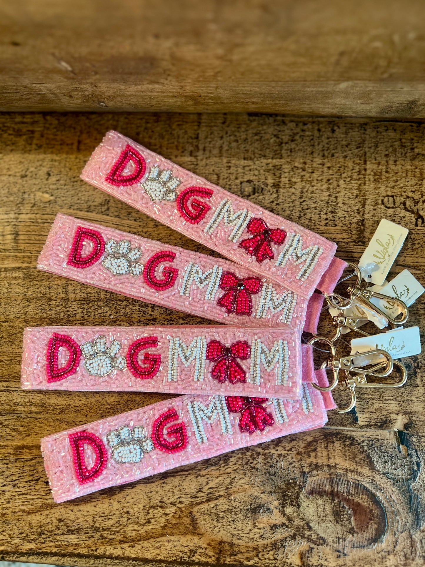 Beaded Dog Mom Keychain