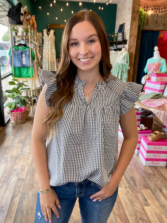 Black & White Gingham Top