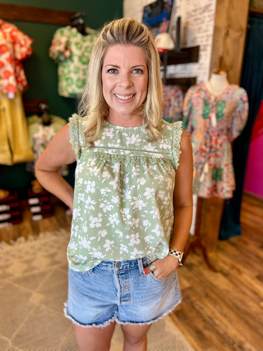 Sage Floral Tank