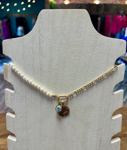 Pearl & Gold Link Necklace