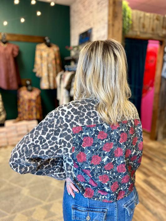 Leopard & Floral Crop Jacket