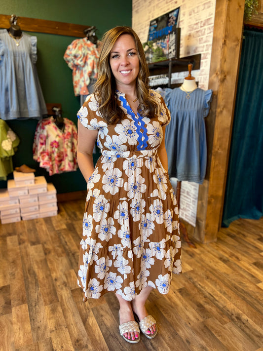 Cocoa Floral Midi Dress