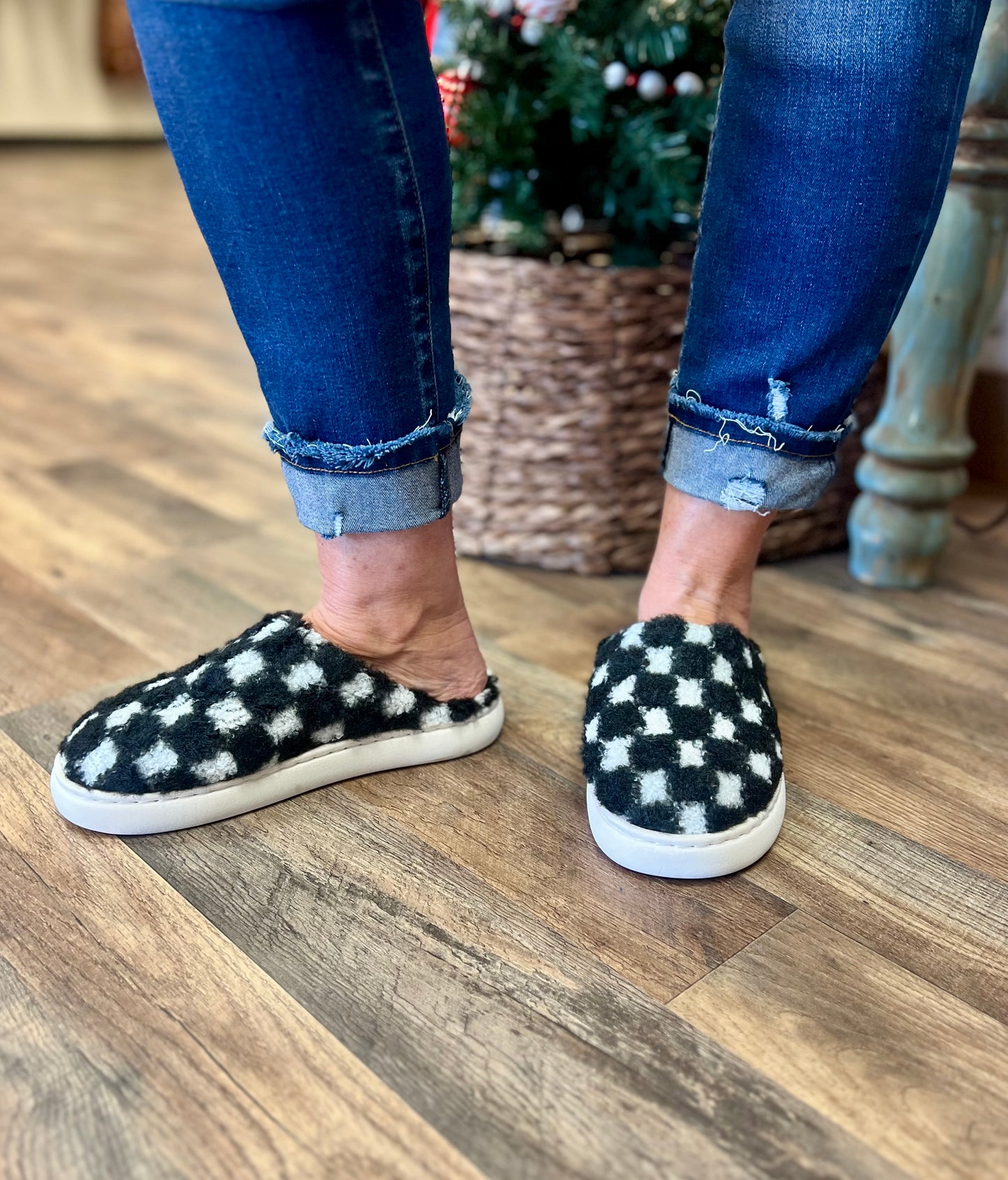 Plush Checkered Slippers