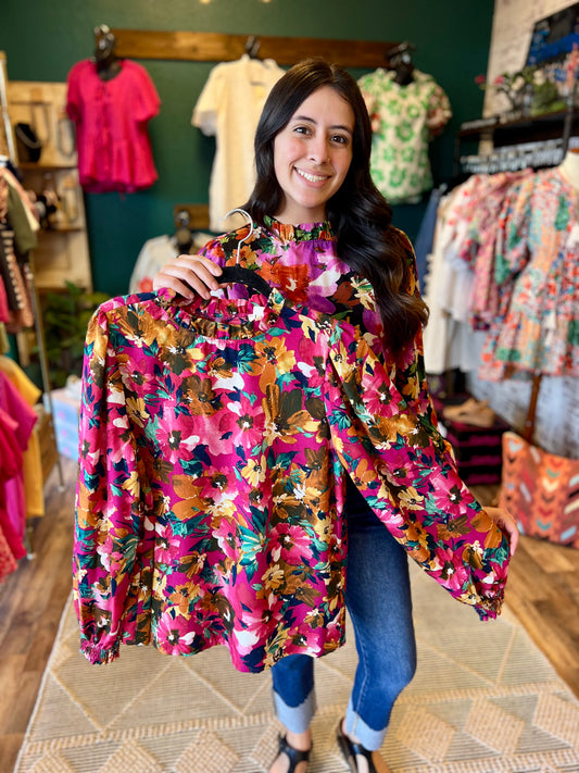 Floral Mock Neck Top