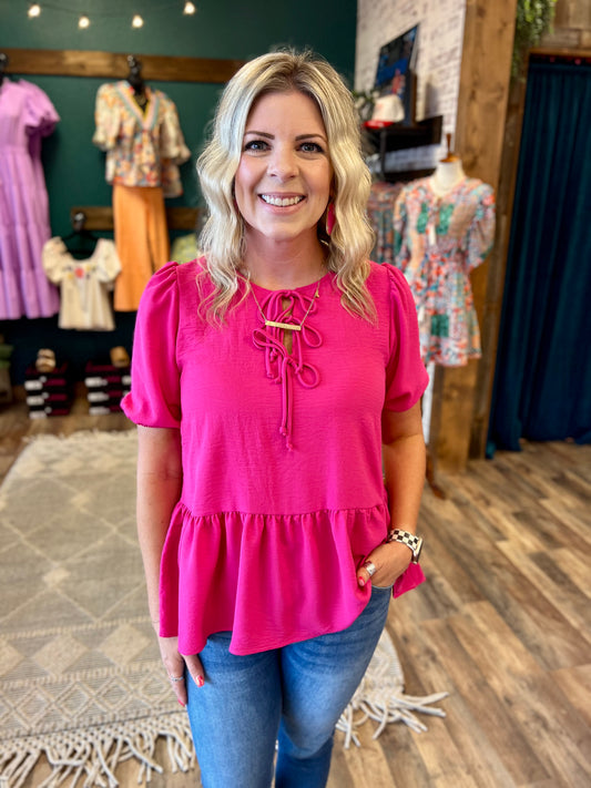 Hot Pink Peplum Top