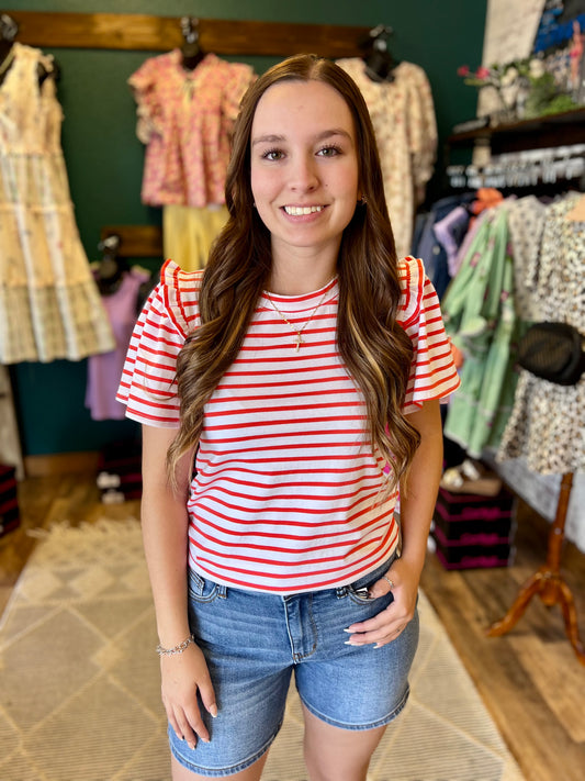 Dainty Ruffle Stripe Top
