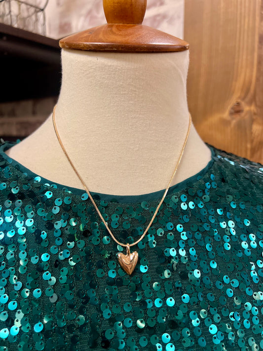 Gold Bubble Heart Necklace