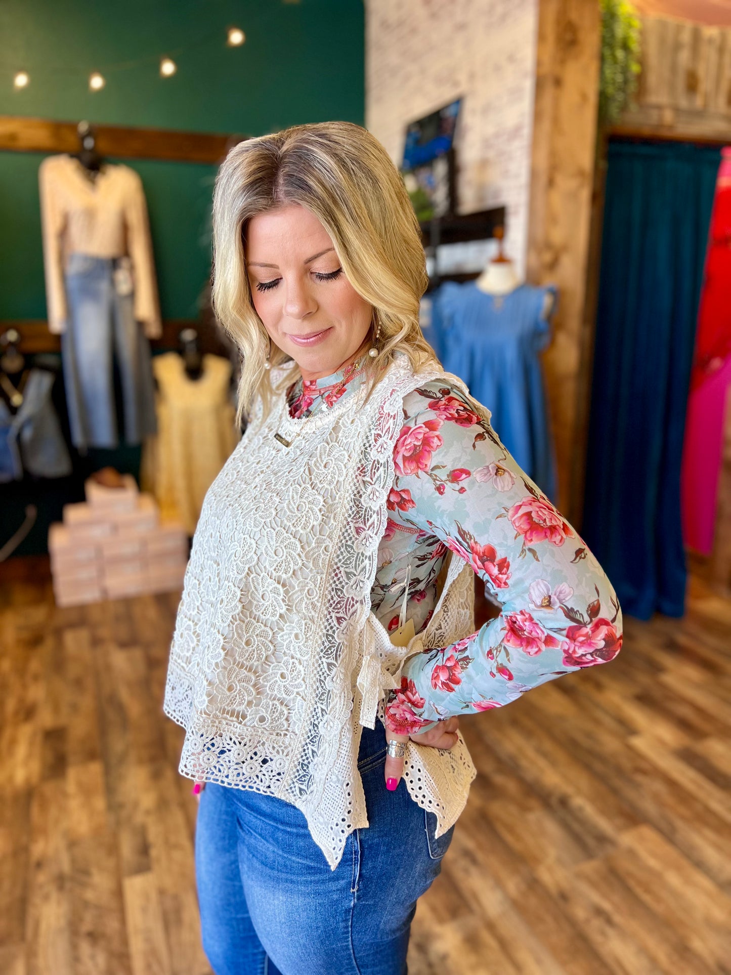 Crochet Sleeveless Top w/ Side Tie