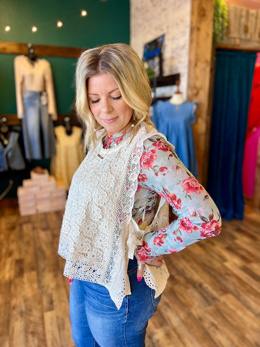 Crochet Sleeveless Top w/ Side Tie