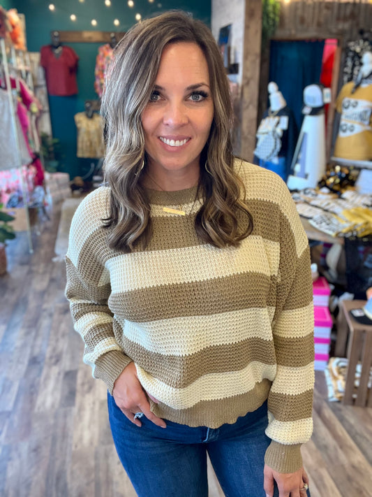 Striped Loose Fit Lightweight Sweater
