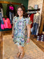 Green & Blue Geo Print Dress