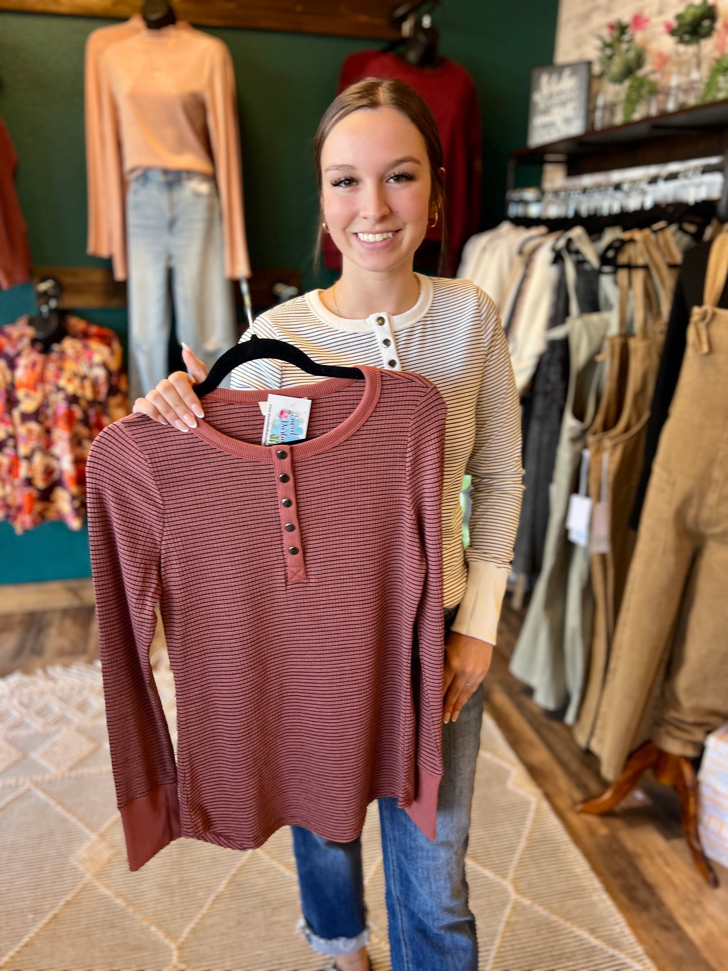 Mini Stripe Button Up Top