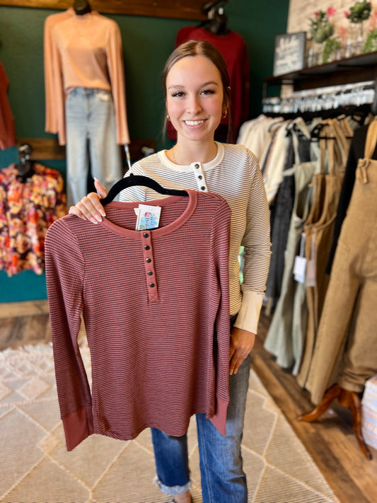 Mini Stripe Button Up Top