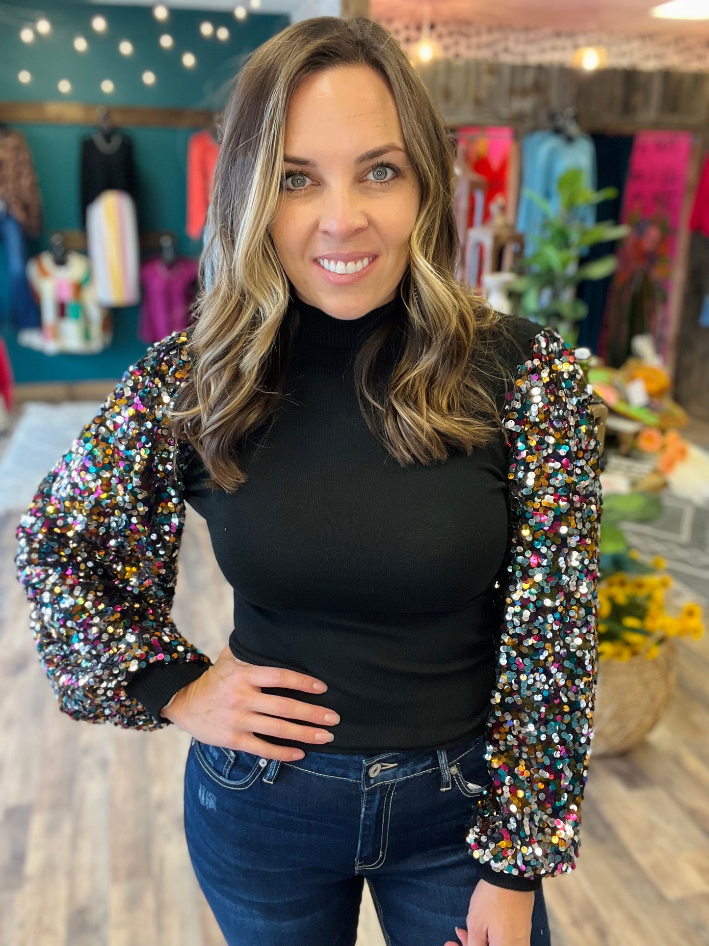 Confetti Sequin Fitted Sweater
