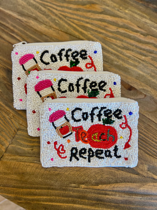Coffee, Teach, Repeat Coin Purse