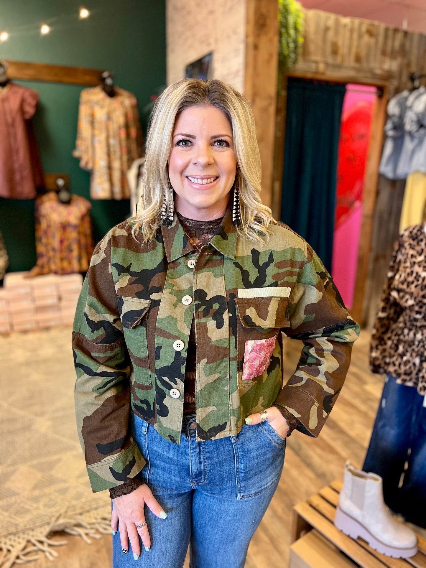 Camo & Floral Crop Jacket