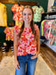 Floral Round Neck Ruffle Top