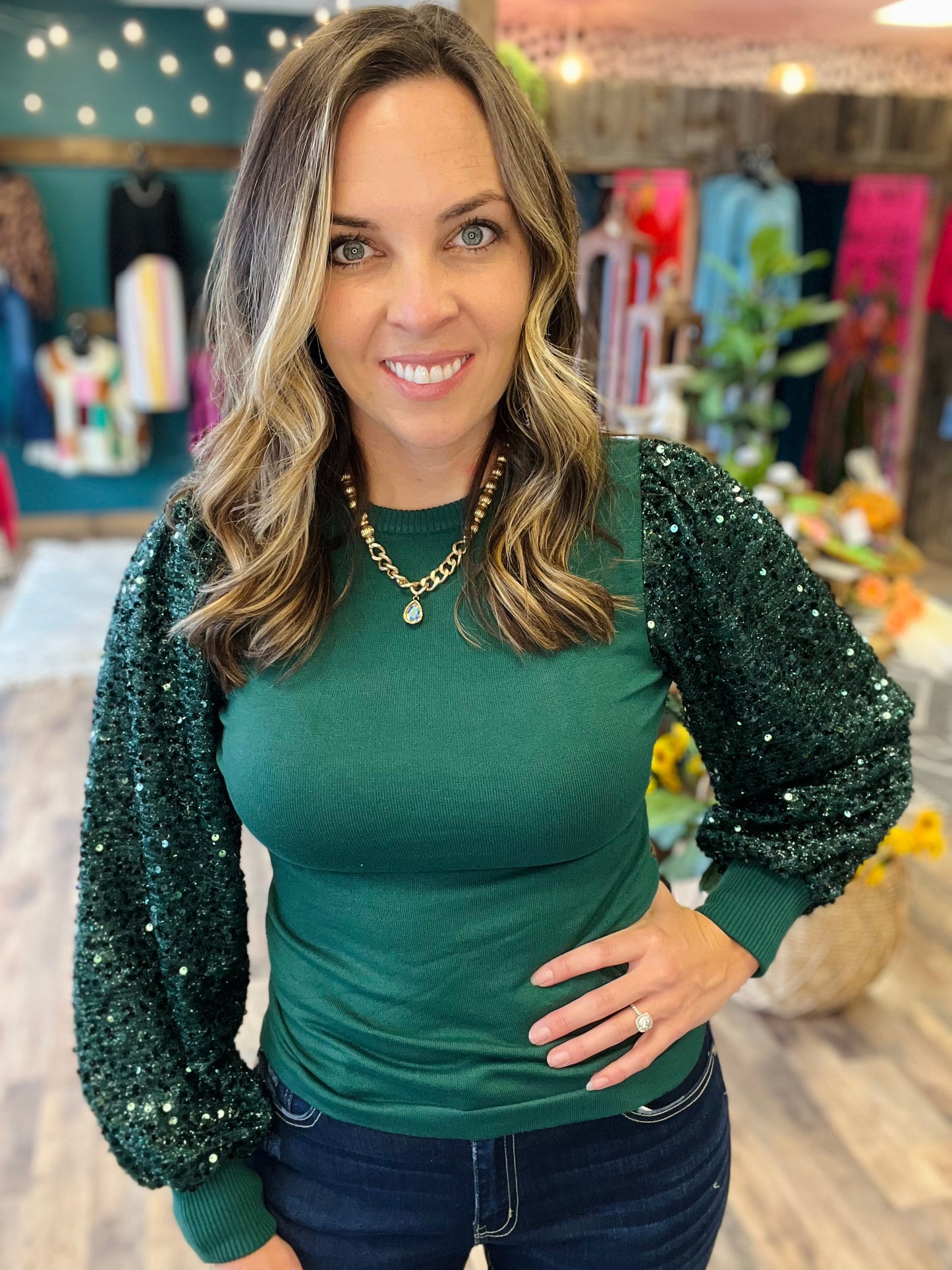 Emerald Sequin Sweater