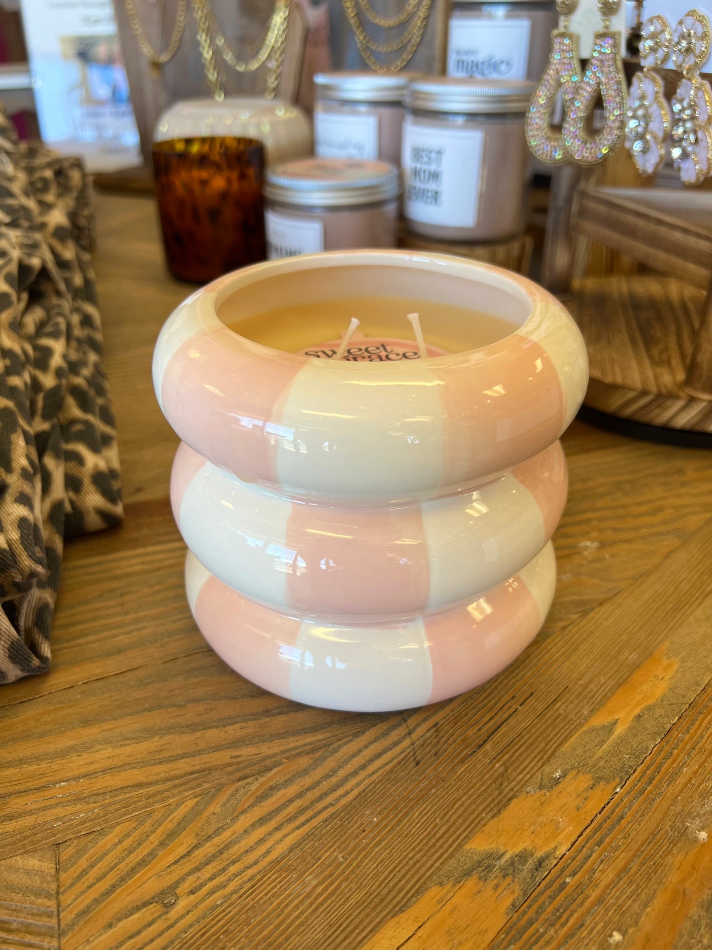 Pink Checkered Sweet Grace Candle