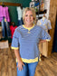 Blue Stripe Contrast Top