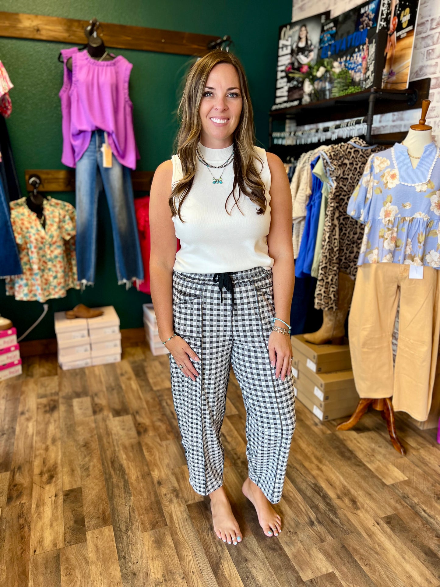 Checkered Knit Pant