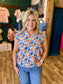 Frilled Split Neck Floral Top
