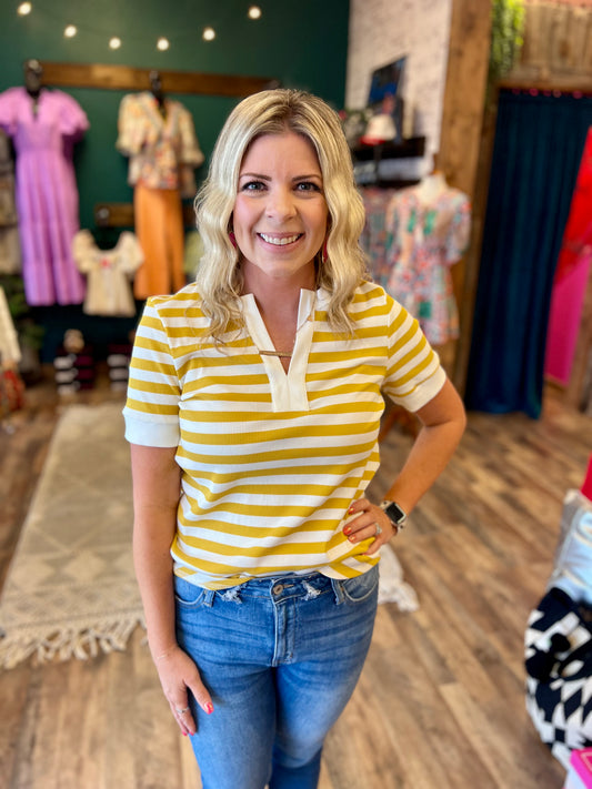 Mustard Striped Top
