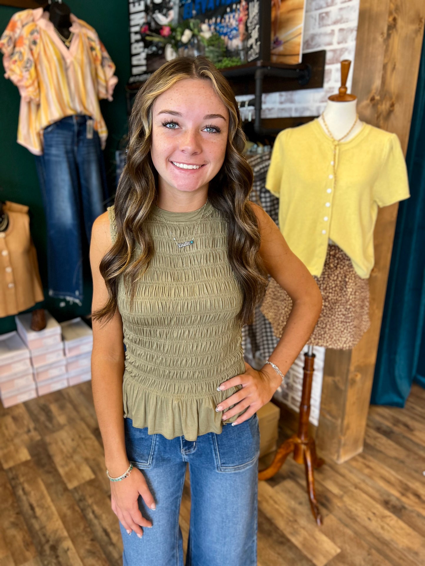 Smocked Ruffle Knit Tank