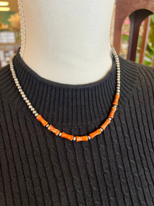 Orange Oblong Stone Necklace