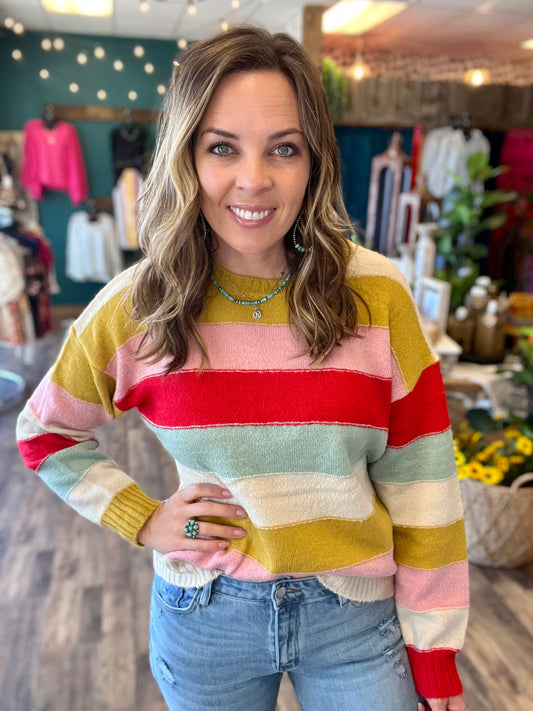 Mustard Multi Stripe Sweater