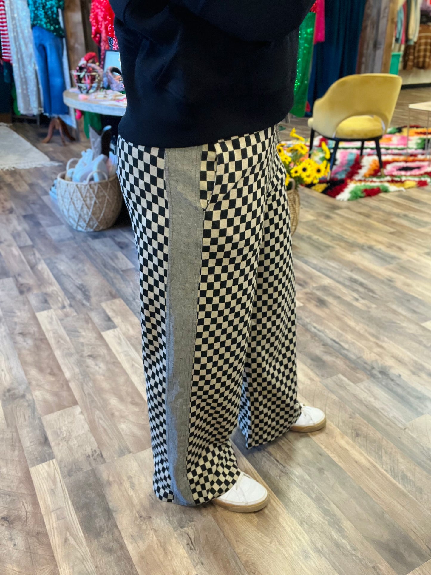 Checkered Wide Leg Pant