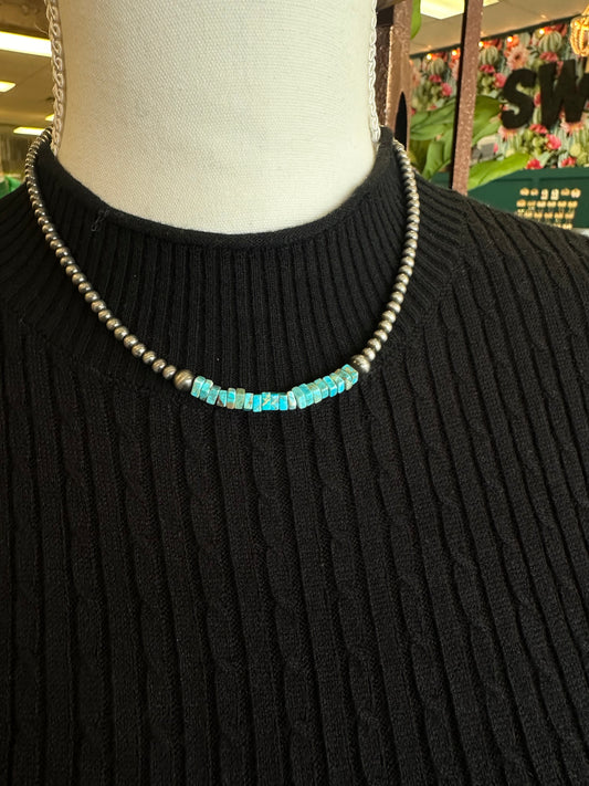 Square Turquoise Stone Necklace