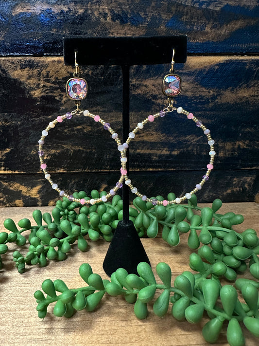 Pink Hoop Earrings