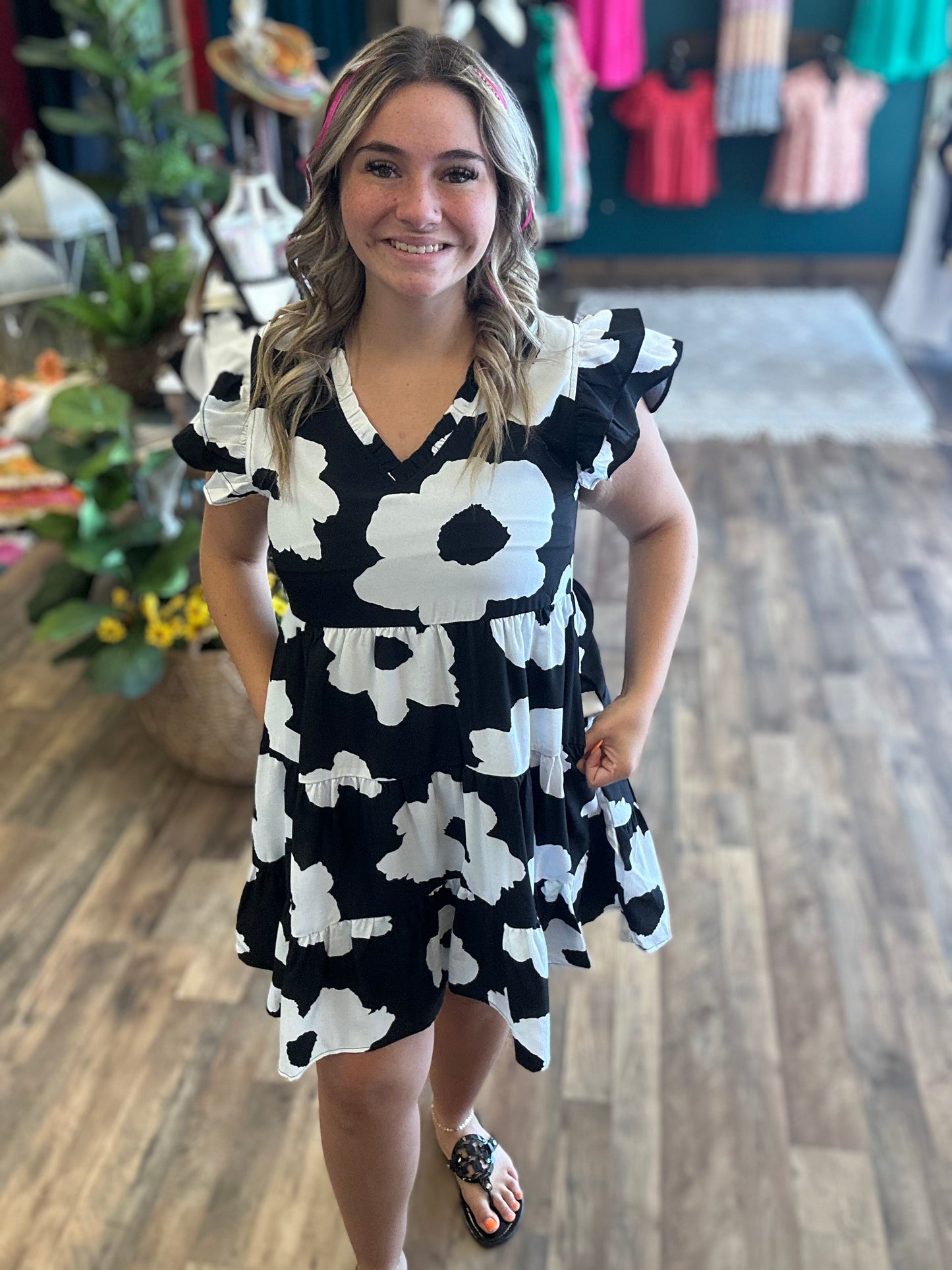 Large Flower Print Dress