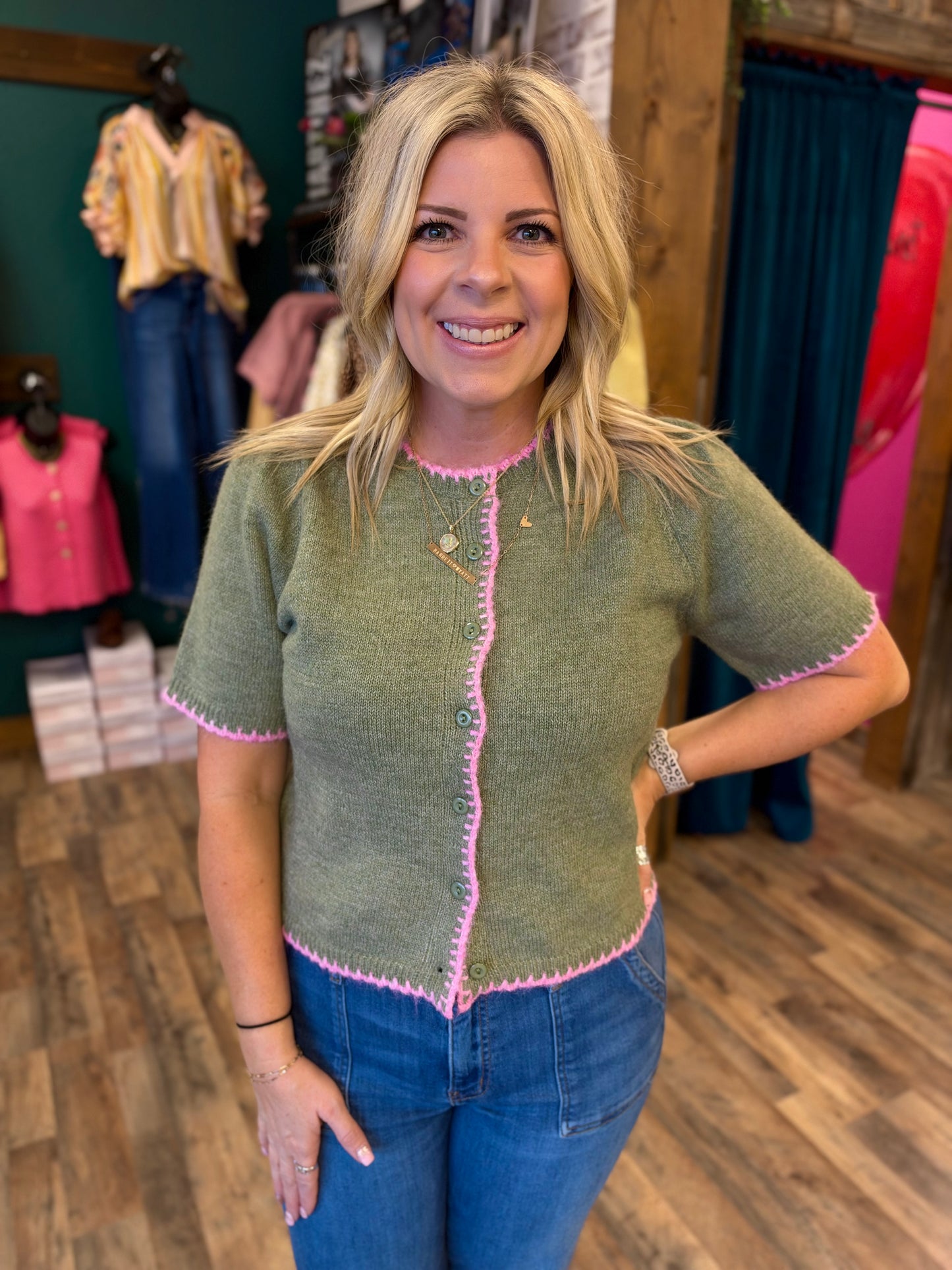 Olive & Orchid Button Up Cardigan