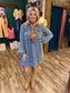 Denim Pin Tuck Pleated Dress