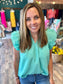 Mint Gingham Ruffle Top