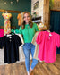 Crinkle Neck Tie Blouse