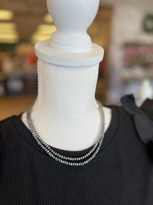 Double Strand Touch of Turquoise Necklace