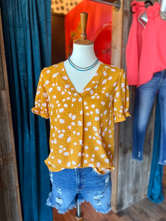 Mustard Floral Top