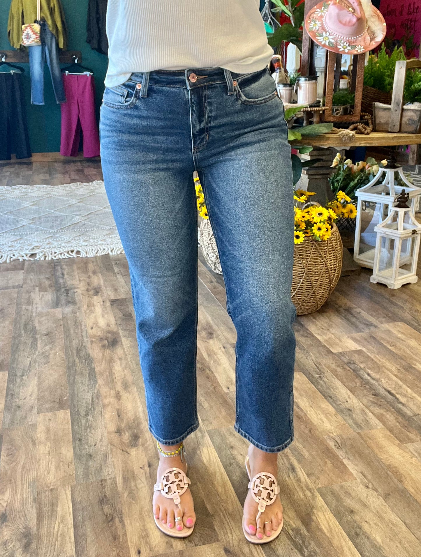 Classic Straight Side Slit Mid Rise Jean